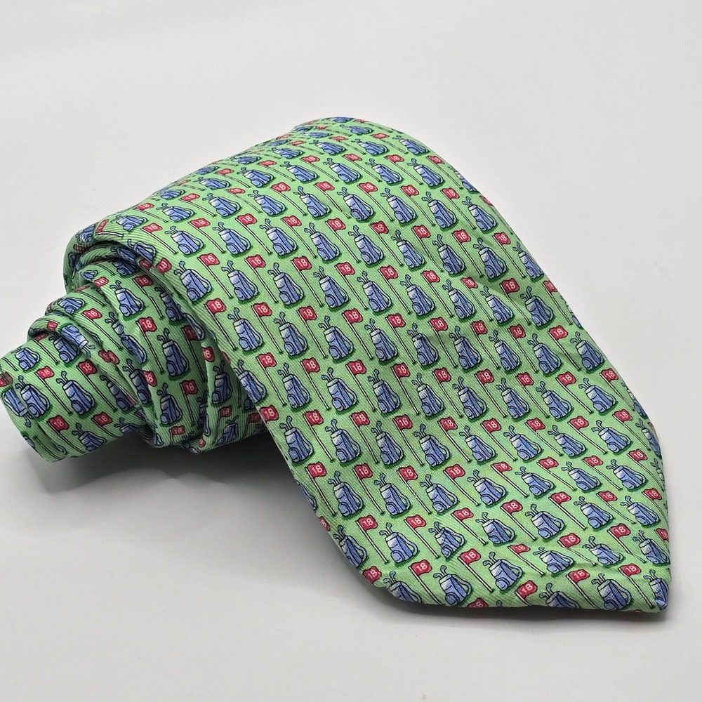Vineyard Vines Golf Bag 18th Hole Silk Tie Mens Green Blue‎ Red Golf